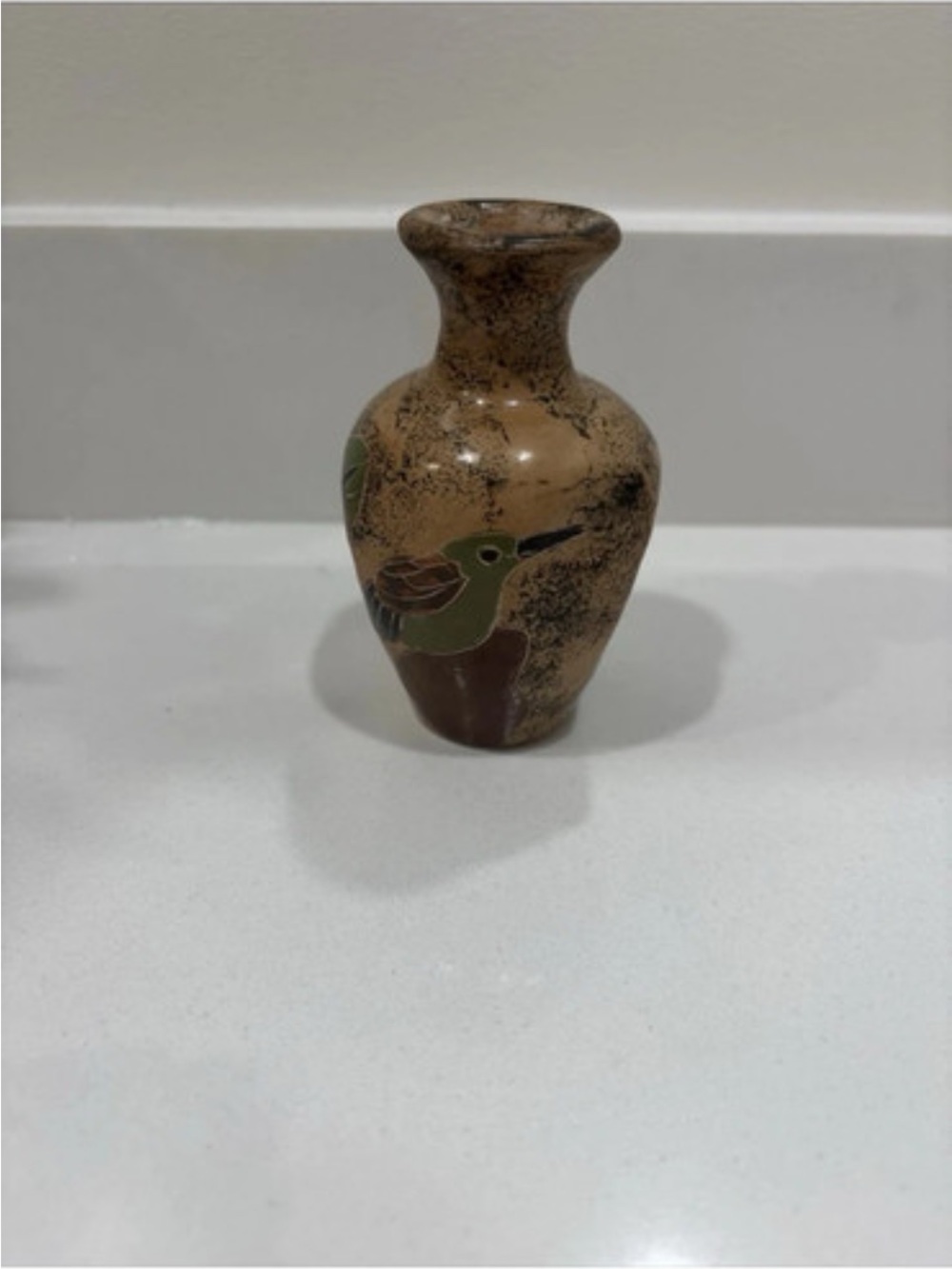 Vintage hand painted-hand-engraved Chorotega pottery vase - 3.5” tall
